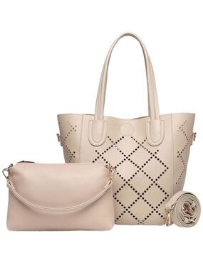 Loucenhide NWT Baby Bermuda Shopping Tote in Putty Tan with Clutch